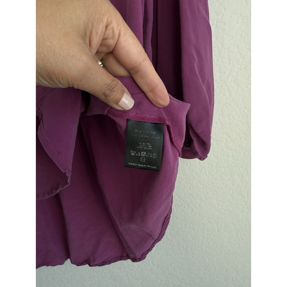 Maeve Anthropologie Silk Blouse Women's Large Magenta Cut Out Long Sleeve Career - Picture 6 of 11